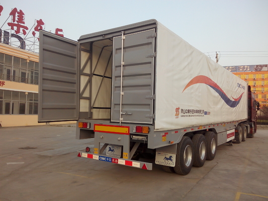 Steel Box Van Heavy Duty Trailer Semi 40 Ton Muatan Maks 12000 * 2500 * 3600mm