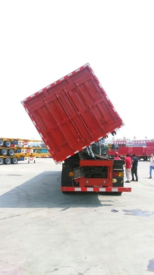 Tipper Dumping Kapasitas 80T Flatbed Semi Trailer Set Lengkap Sistem Hyva Hidrolik