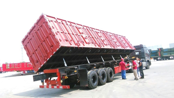 Tipper Dumping Kapasitas 80T Flatbed Semi Trailer Set Lengkap Sistem Hyva Hidrolik