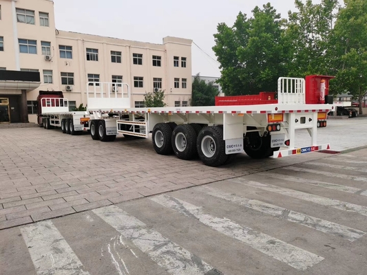 Q235 Steel 100T Low Bed Tugas Berat Semi Trailer Dalam Penangguhan Mekanis