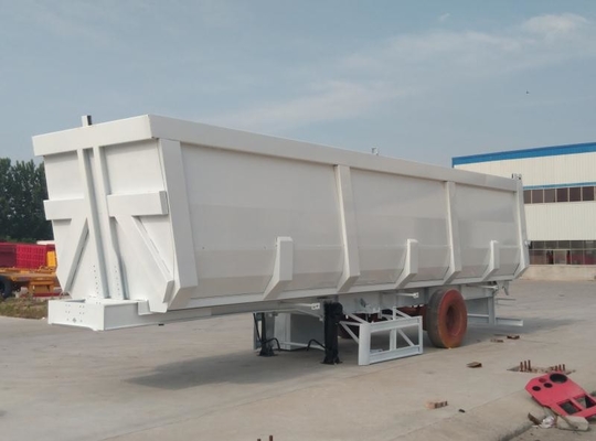50 - 70T Sinotruk CIMC 45cbm Tipper Dump Truck Trailer Untuk Pemuatan Bijih Bauksit