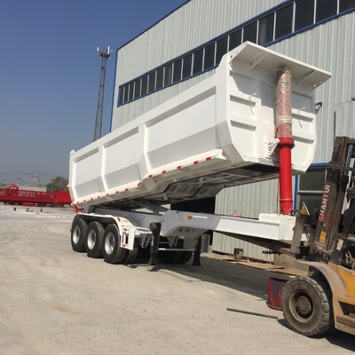 50 - 70T Sinotruk CIMC 45cbm Tipper Dump Truck Trailer Untuk Pemuatan Bijih Bauksit