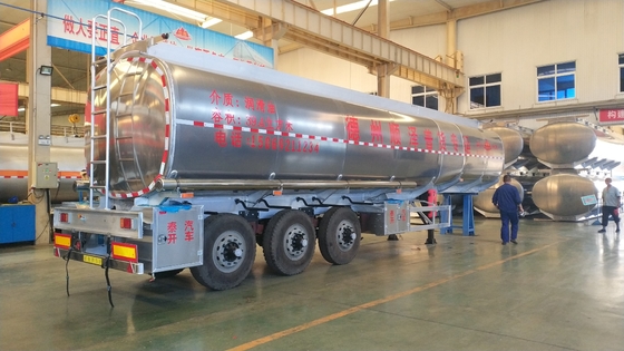 3 Axle Aluminium White Color Heavy Duty Semi Trailer 45000L Trailer Tangki Minyak