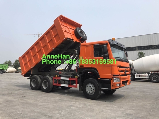 Orange 6x4 371hp 20M3 Heavy Duty Dump Truck Dengan 10 Ban