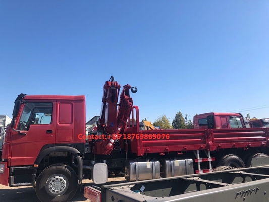 450hp 6 * 4 Truk Kargo Berat 12T Telescoping Boom Mounted Crane