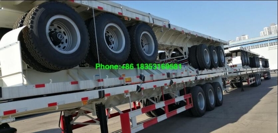 3 Gandar Trailer Semi Tugas Berat 40ft Trailer Flatbed Untuk Beban Kontainer