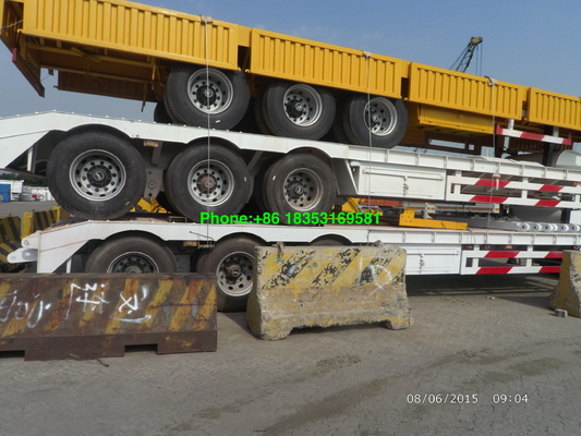 3 Gandar Trailer Semi Tugas Berat 40ft Trailer Flatbed Untuk Beban Kontainer