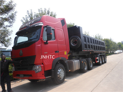 Truk Trailer Tipping Dump Belakang Tri Gandar Hidraulik Dengan Silinder Hidraulik Hyva