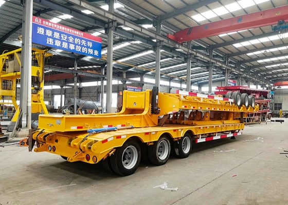 3 As 50 Ton Tempat Tidur Rendah Trailer Penggali Kargo Semi Trailer Alat berat