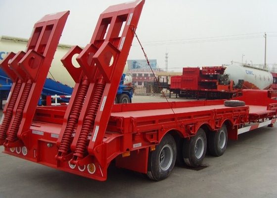 3 As 50 Ton Tempat Tidur Rendah Trailer Penggali Kargo Semi Trailer Alat berat