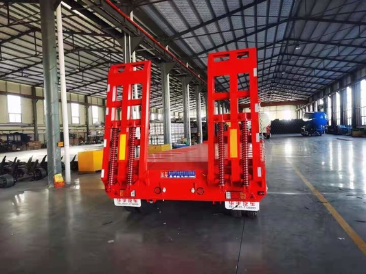 JNHTC 80 Ton Semi Low Deck Gooseneck Trailer 3 Axle Untuk Kendaraan Angkutan