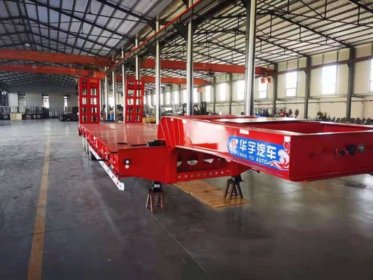 JNHTC 80 Ton Semi Low Deck Gooseneck Trailer 3 Axle Untuk Kendaraan Angkutan