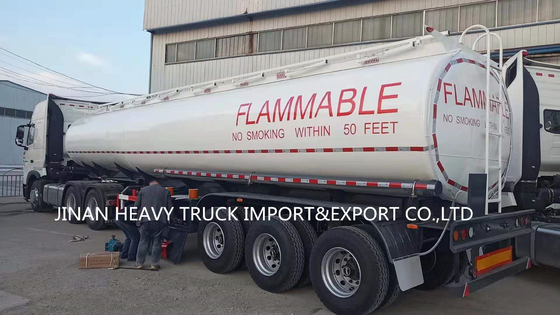 Tangki Bahan Bakar Minyak Aluminium Tri Axles Semi Trailer 6 Kompartemen