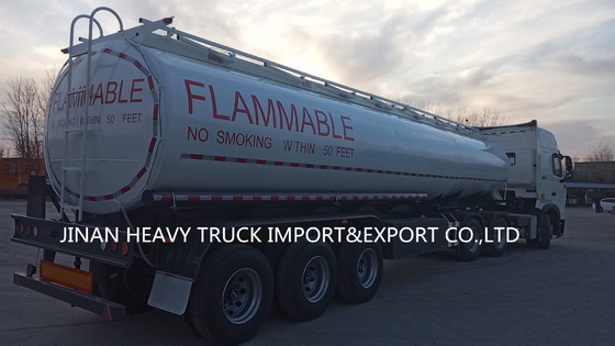 Tangki Bahan Bakar Minyak Aluminium Tri Axles Semi Trailer 6 Kompartemen