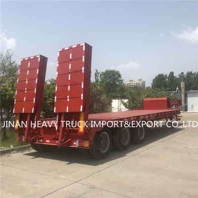 Low Bed Heavy Duty Semi Trailer Mounted Crane Transport Flatbed Gooseneck Trailer