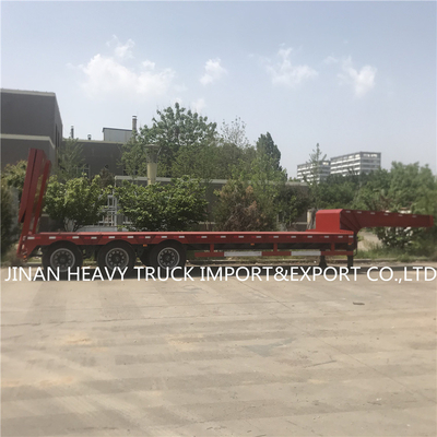 Low Bed Heavy Duty Semi Trailer Mounted Crane Transport Flatbed Gooseneck Trailer