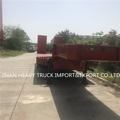 Low Bed Heavy Duty Semi Trailer Mounted Crane Transport Flatbed Gooseneck Trailer