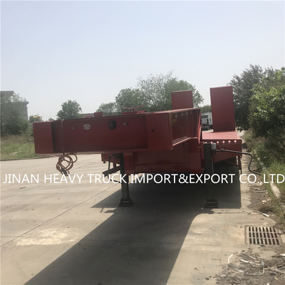 3 Gandar Flatbed Semi Trailer Mounted Crane Transport Flatbed Gooseneck Trailer