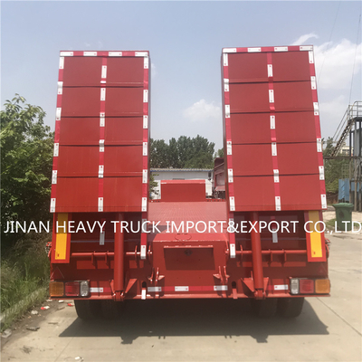 3 Gandar Flatbed Semi Trailer Mounted Crane Transport Flatbed Gooseneck Trailer