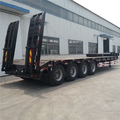 3 Gandar 4 Gandar 100 ton Trailer Semi Tempat Tidur Rendah Untuk Transportasi Excavator Wheel Loder