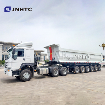 SINOTRUK Tiga Empat Gandar Semi Trailer Tugas Berat 50T 40cbm Self Tipping Dump Truck