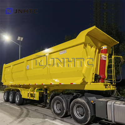 Tiga Gandar 3 Gandar Semi Trailer Tugas Berat 60 Ton Payload 45CBM Dump Tipper