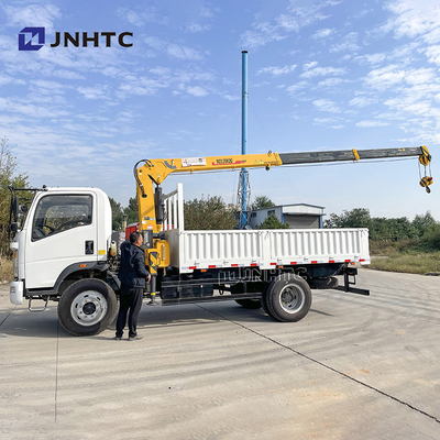 6 Ton Crane Truck 4x2 6 roda Truck dengan Crane lengan lurus HOWO Light Duty 3-8 Ton Cargo Truck