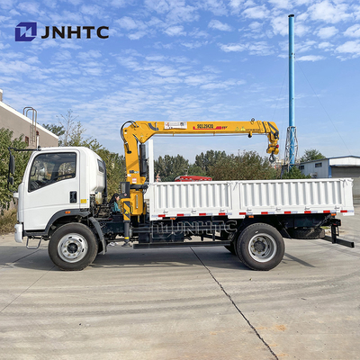 6 Ton Crane Truck 4x2 6 roda Truck dengan Crane lengan lurus HOWO Light Duty 3-8 Ton Cargo Truck