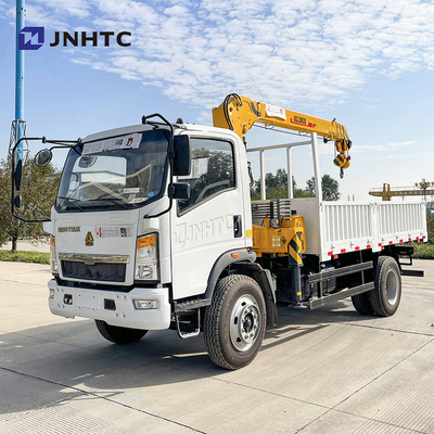 6 Ton Crane Truck 4x2 6 roda Truck dengan Crane lengan lurus HOWO Light Duty 3-8 Ton Cargo Truck